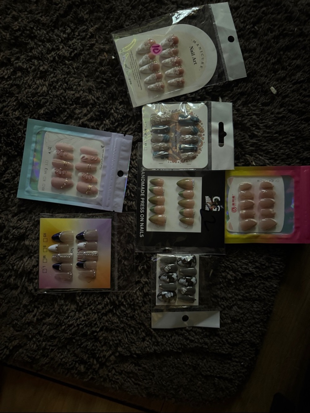 Assorted Press-On Nail Sets – Pink, Nude, Black & White Designs